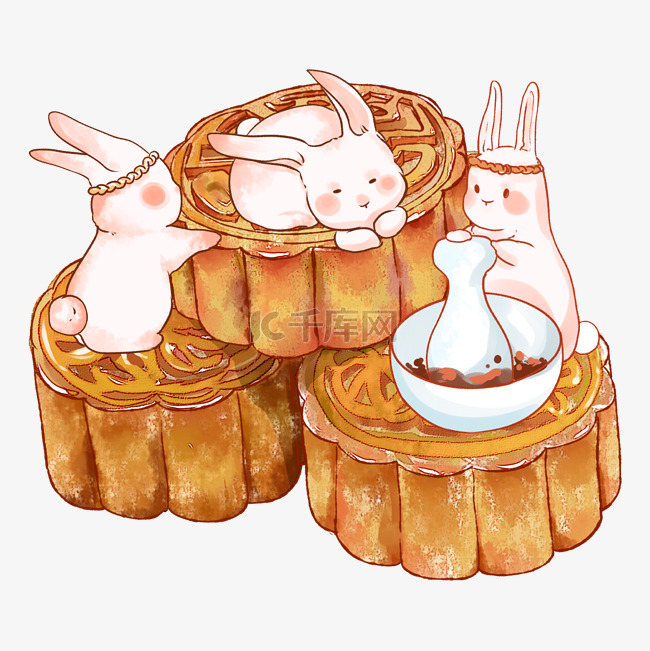 中秋节月饼和玉兔