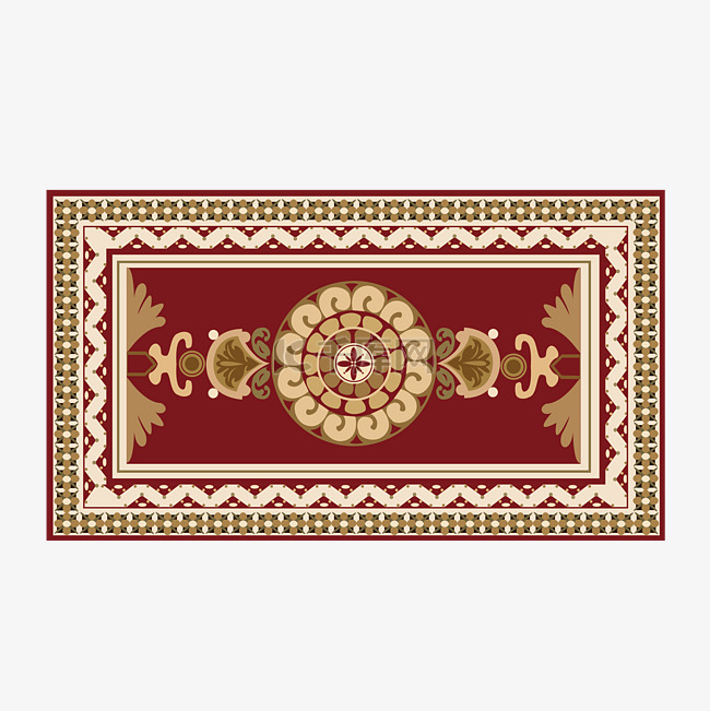 红色古典花纹地毯