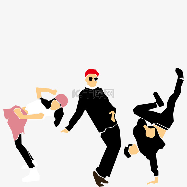 卡通一群跳舞的舞者免扣图