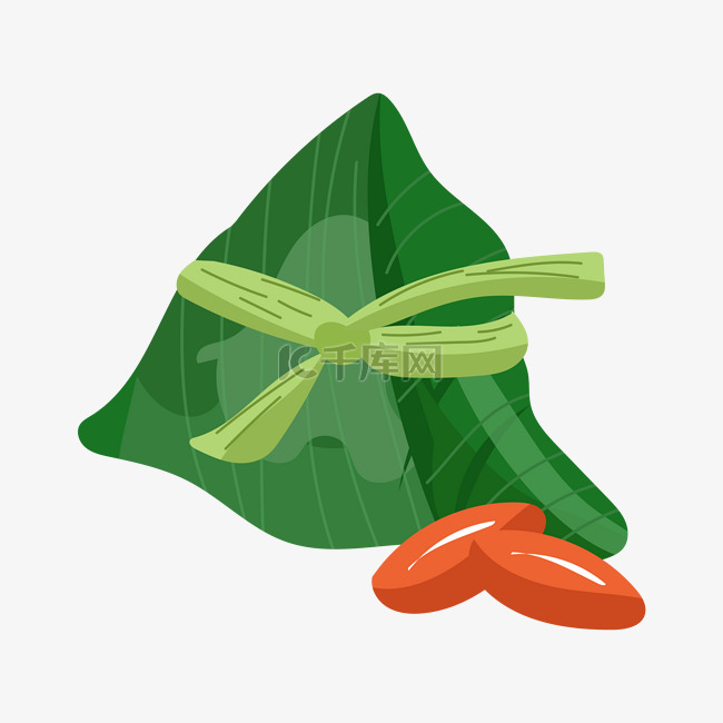 一个绿色的红豆粽子