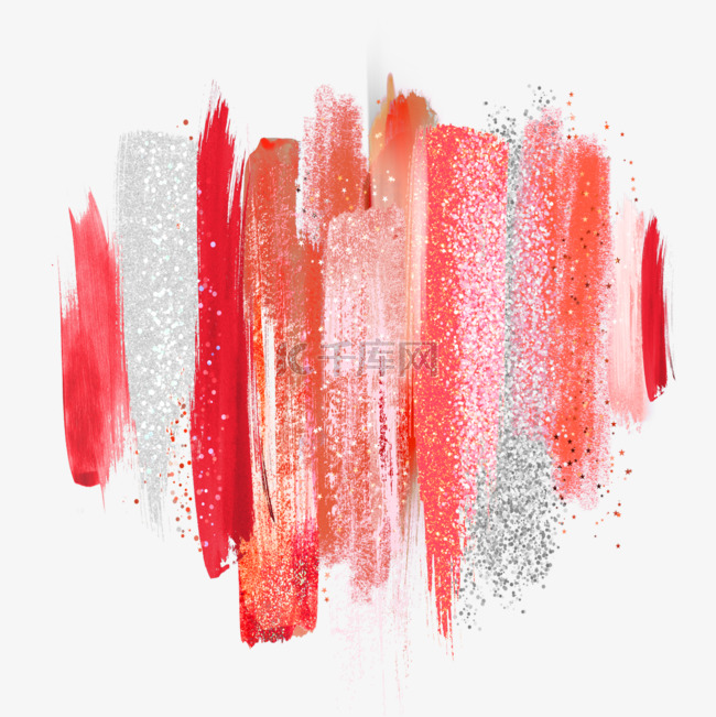 红色彩色抽象笔刷glitter颗粒感