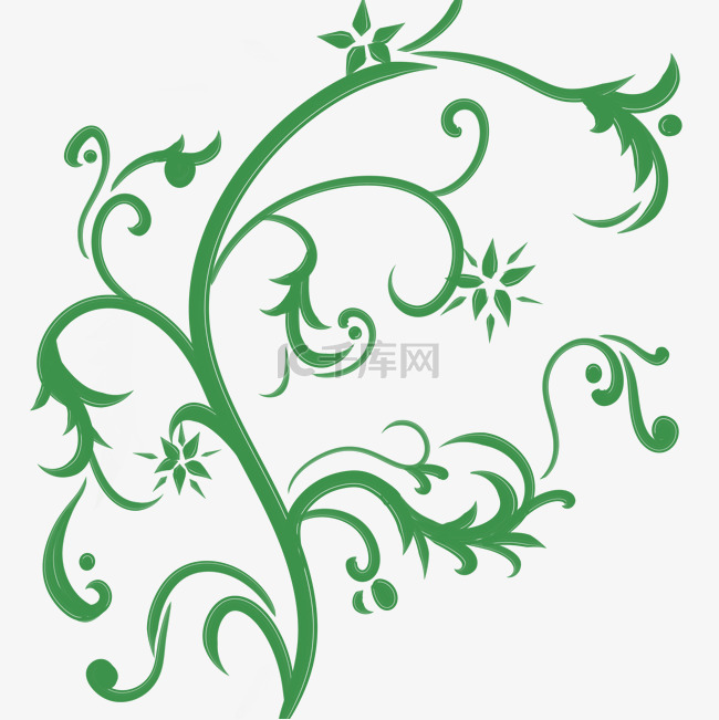 绿色装饰线条藤蔓纹样