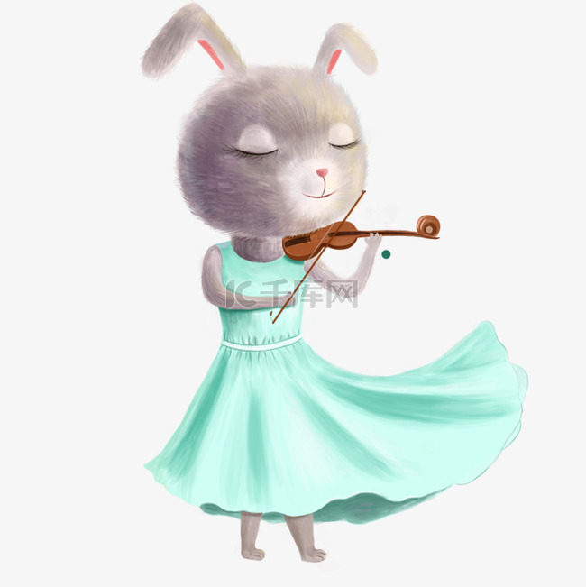 拉提琴的兔子