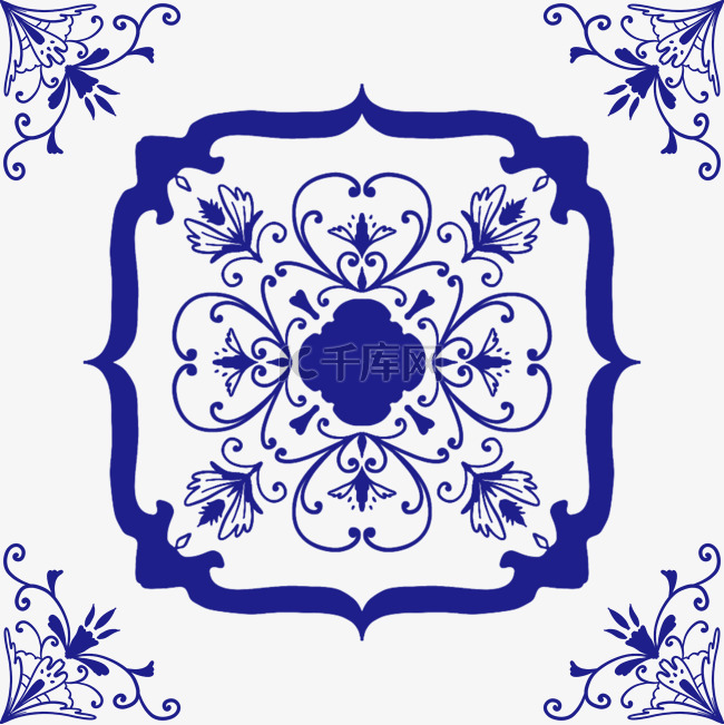 蓝色传统花纹底纹