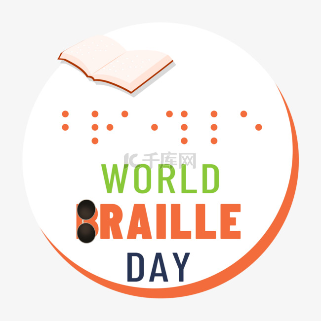 world braille day彩色盲文书本墨镜
