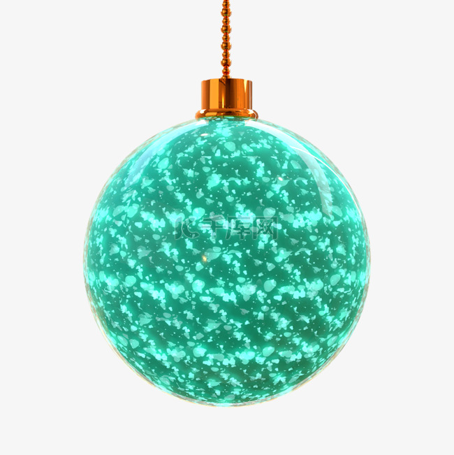 3d青色光效质感圣诞球