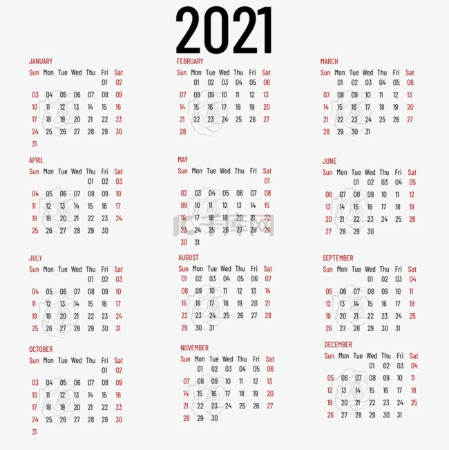 2021calendar2021新年年历