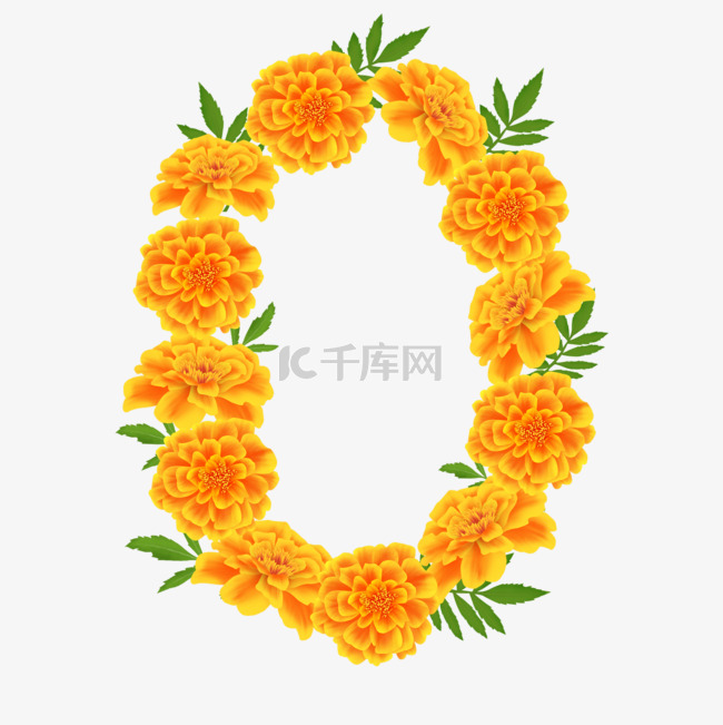 橘色万寿菊椭圆花环