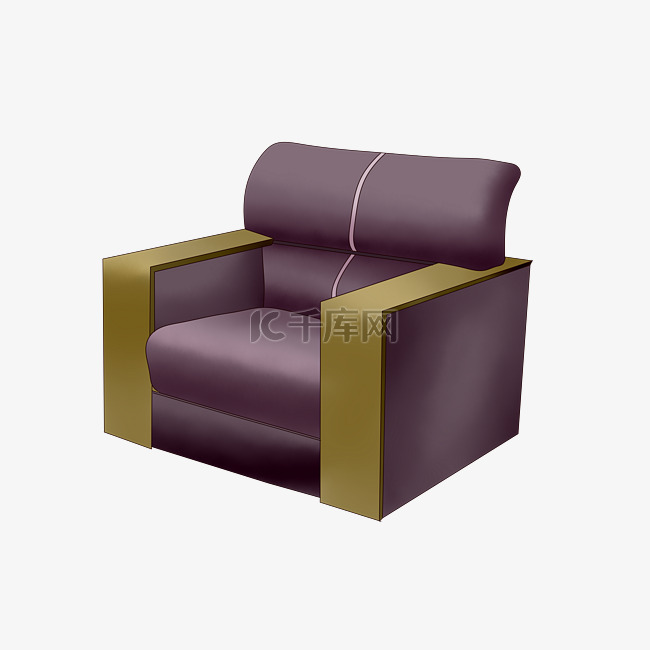 深紫色皮质沙发插画