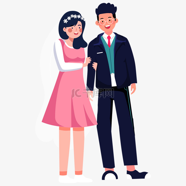 情侣婚纱照婚礼婚姻结婚照插画