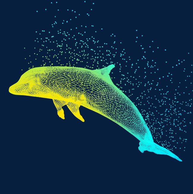 海豚游泳科技动物智能魔幻数据光