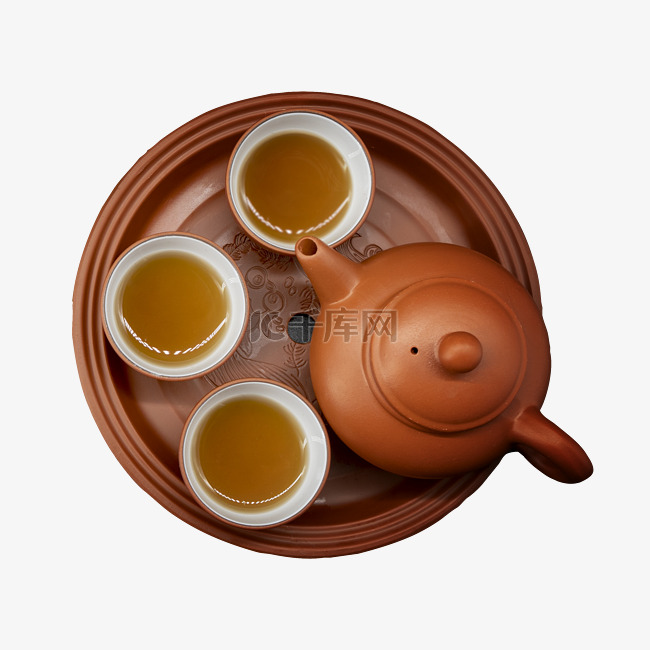 茶壶茶杯俯视图