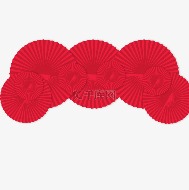红色圆弧创意扇子元素