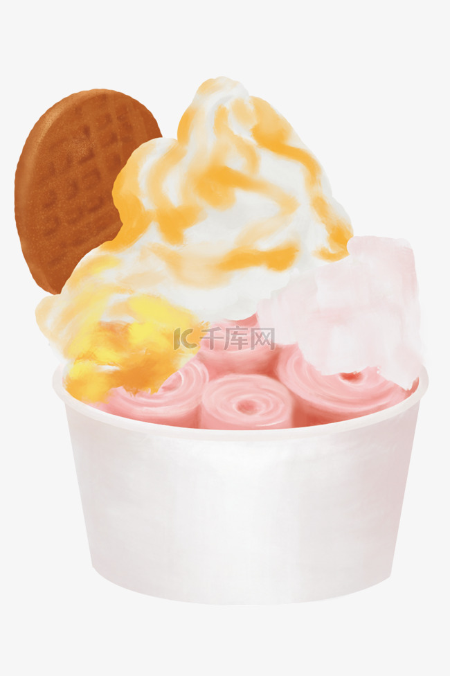 杯装冰淇淋卡通插画