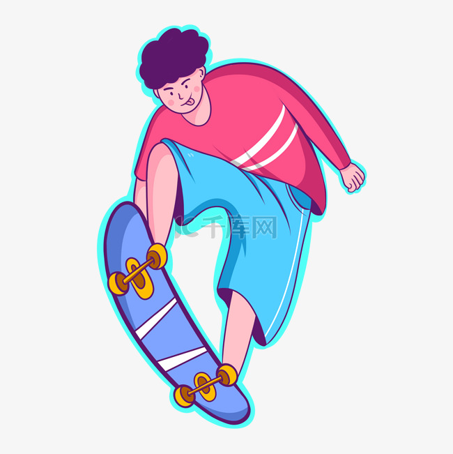 夏日玩滑板的少年