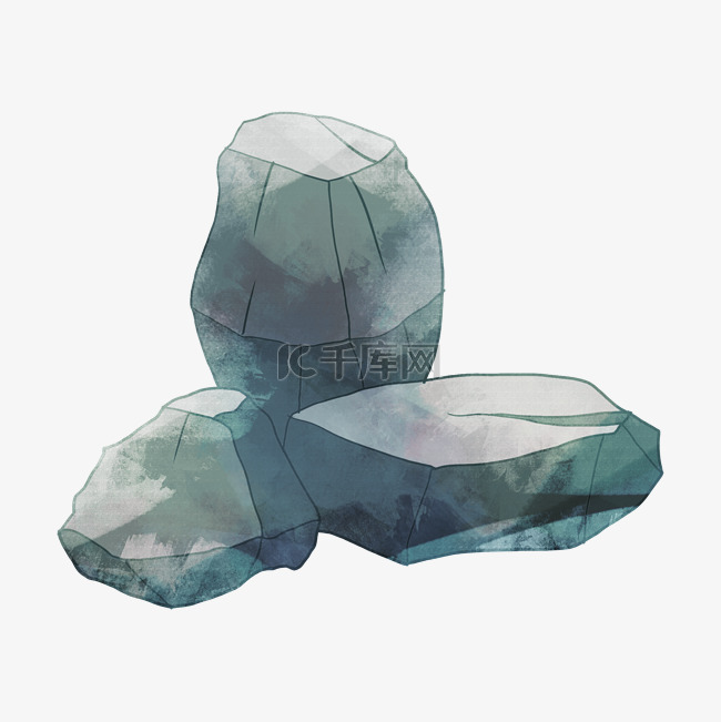 灰色的假山石头插画