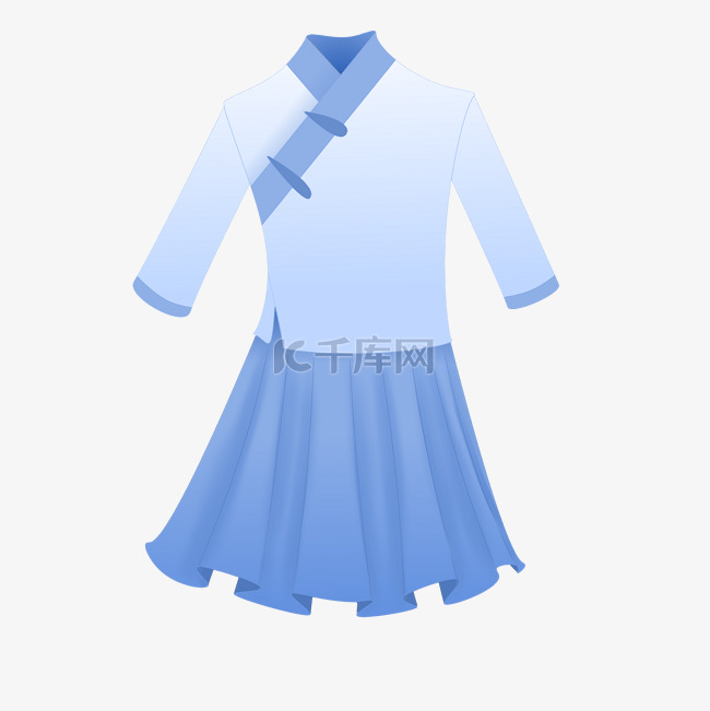 夏季蓝色裙子插画
