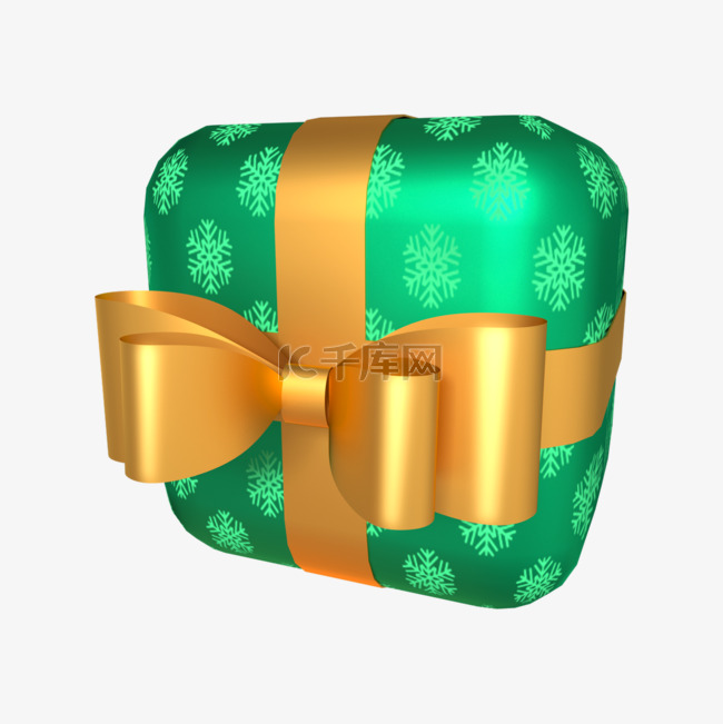 3d绿色圣诞节日装饰礼盒