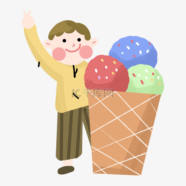 夏季夏日冰淇淋与男孩
