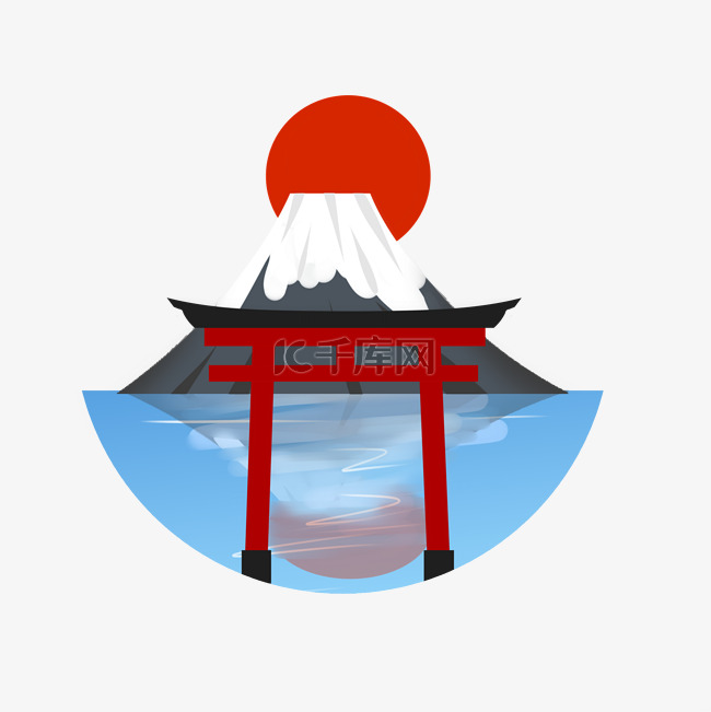 环球旅行日本景富士山景观插画