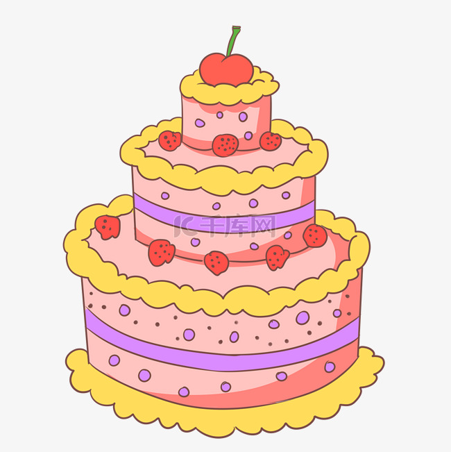 卡通三层蛋糕插画