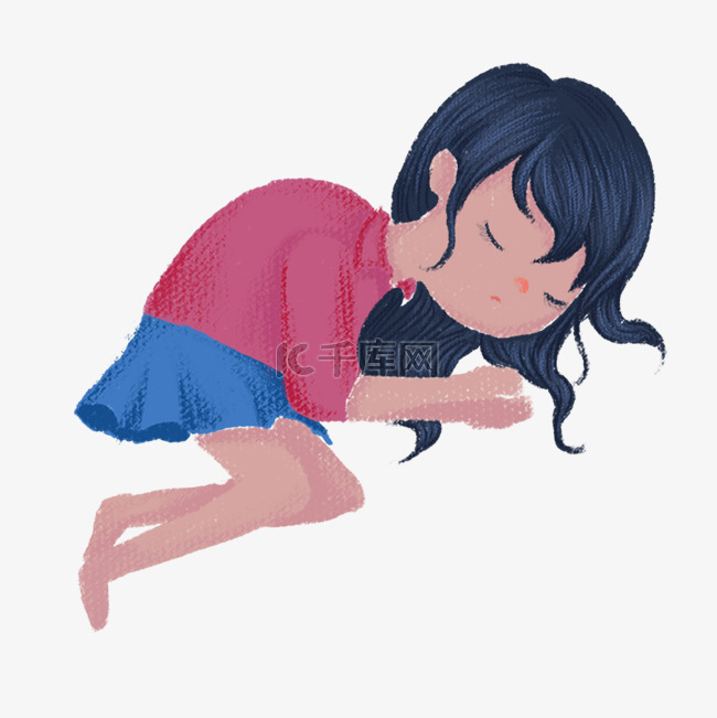 睡眠中的女孩插画