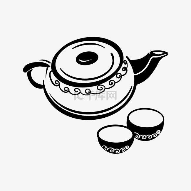 简约卡通简笔画茶壶茶杯