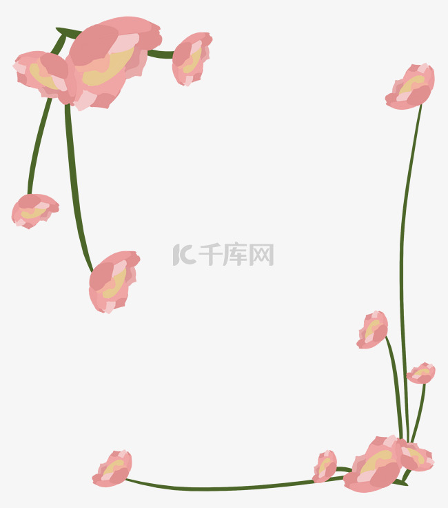 粉色卡通小花边框