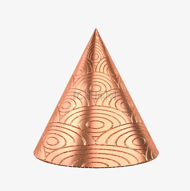 橙色金属质感纹理圆锥装饰