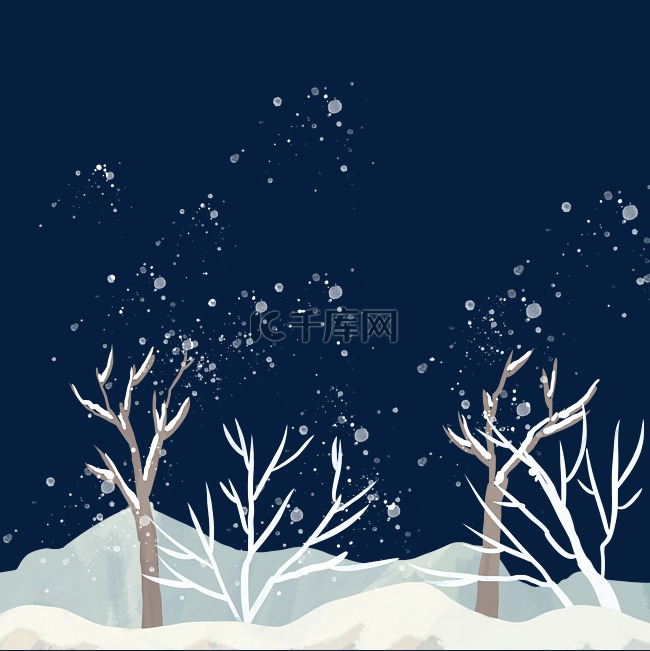 冬天冬季积雪树木