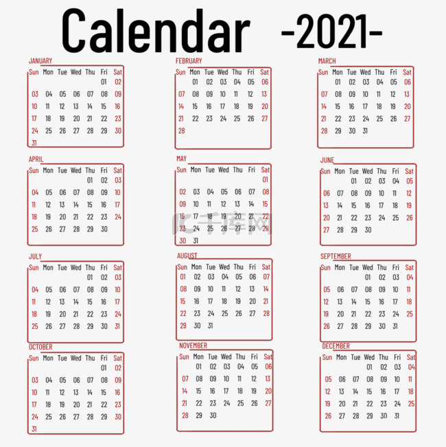 2021calendar2021简约年历