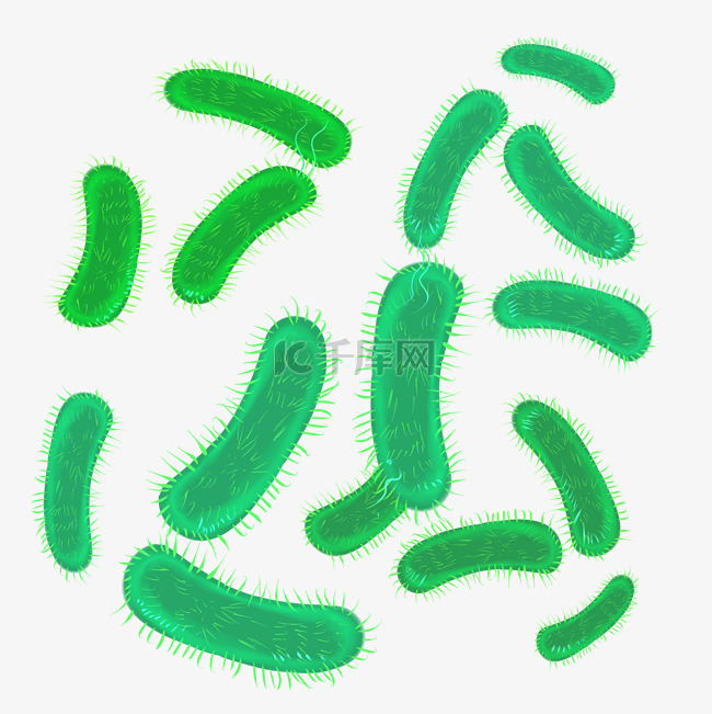 显微镜的的绿色病毒插画