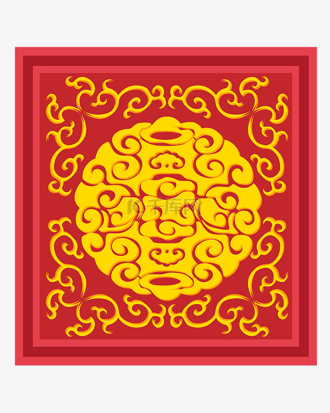 中式红色花纹