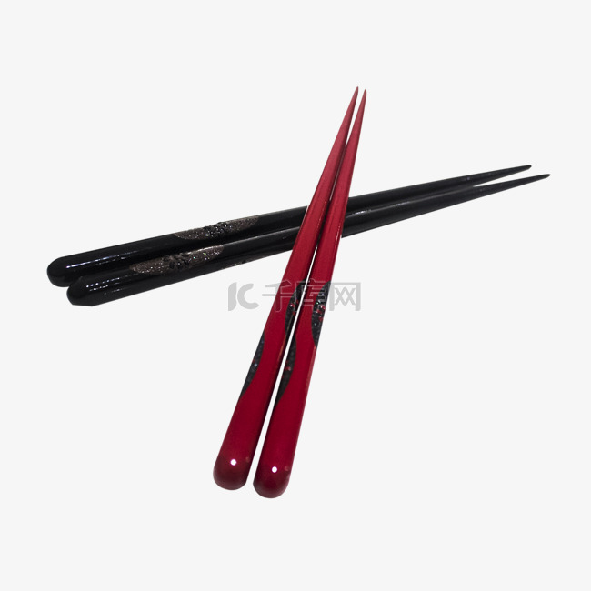 黑色和红色的中国风筷子
