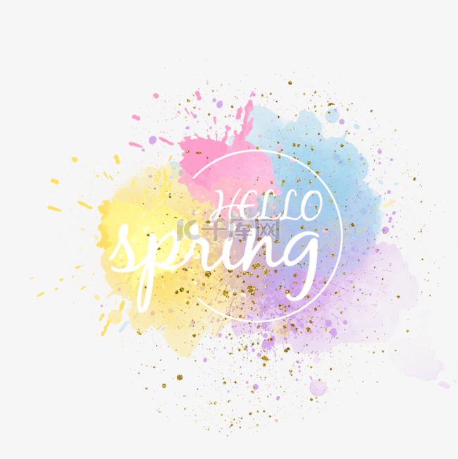 春季彩色喷溅文本框