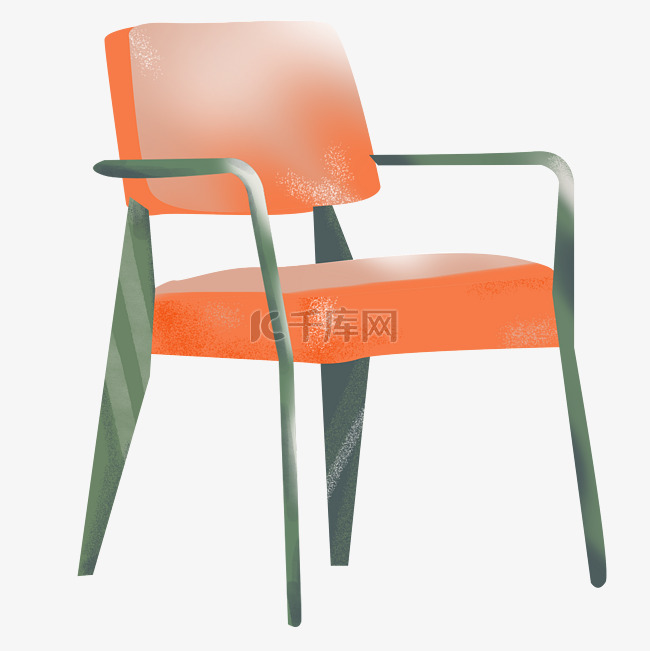 橘红色椅子卡通插画