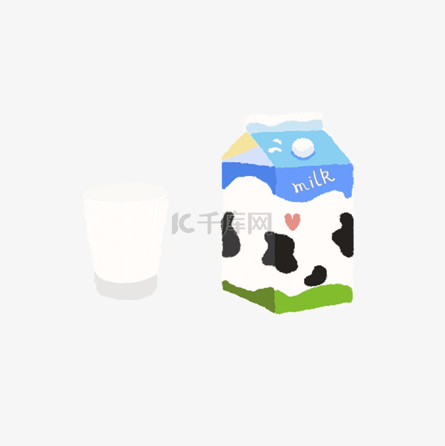 扁平风格一杯牛奶一盒牛奶