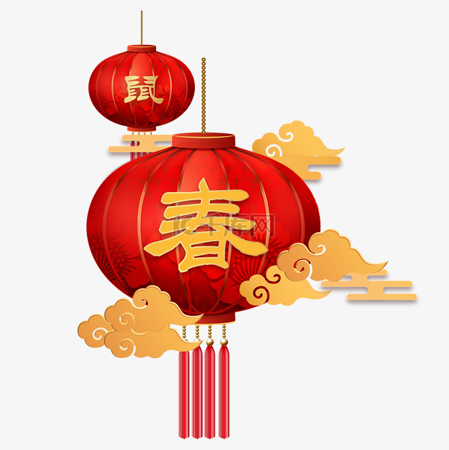 标题:新年红色春节灯笼