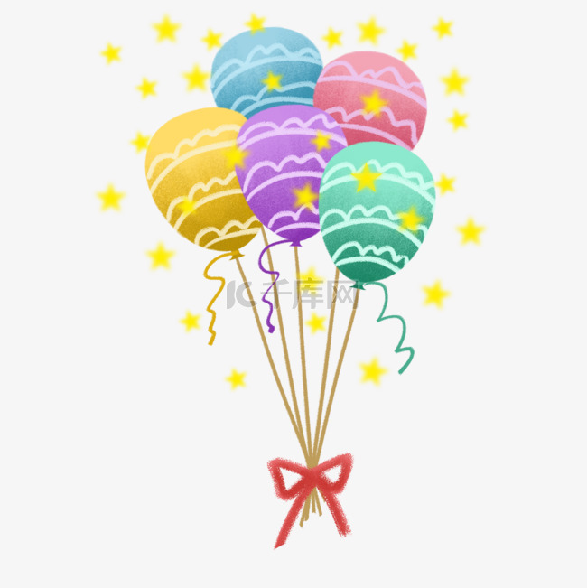 肌理风格彩色小金星生日装饰气球