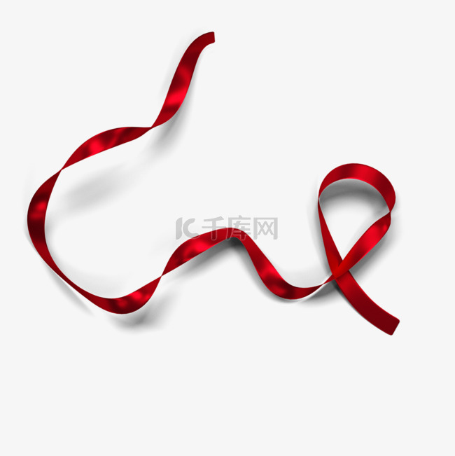 立体扭曲的红丝带3d元素艾滋