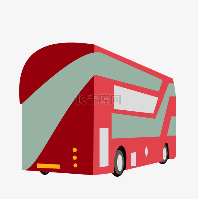 红色立体巴士车