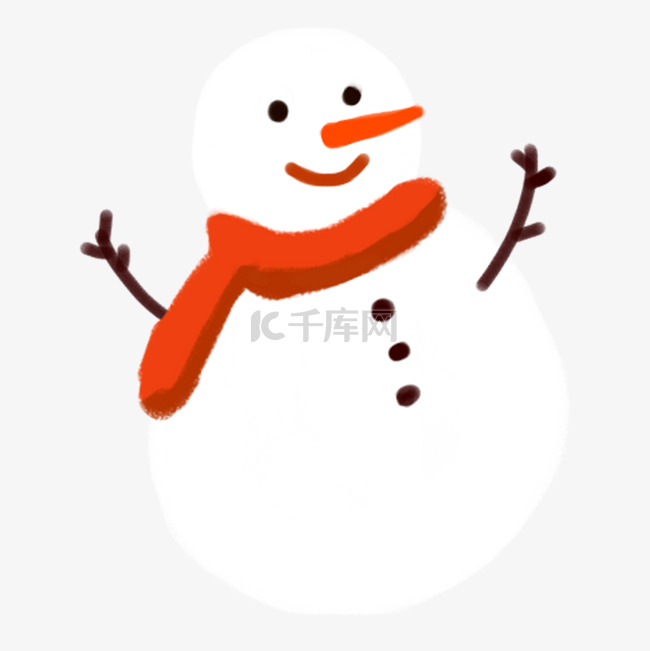 白色冬季雪人插画