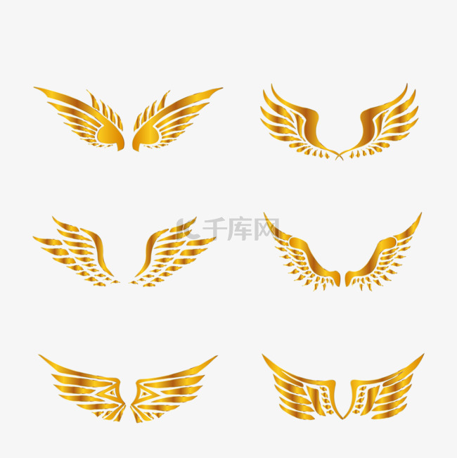 金色纹理翅膀组图片