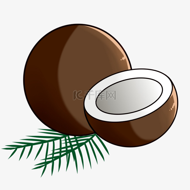 棕色的卡通椰子插画