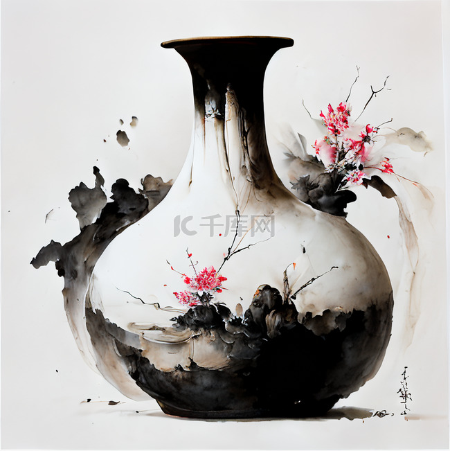 中国风陶瓷罐子花瓶