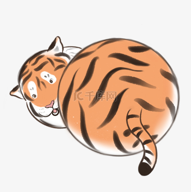 虎年新年创意胖老虎橘色可爱老虎
