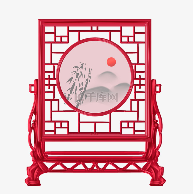 中式屏风镂空花纹中式红木典雅家