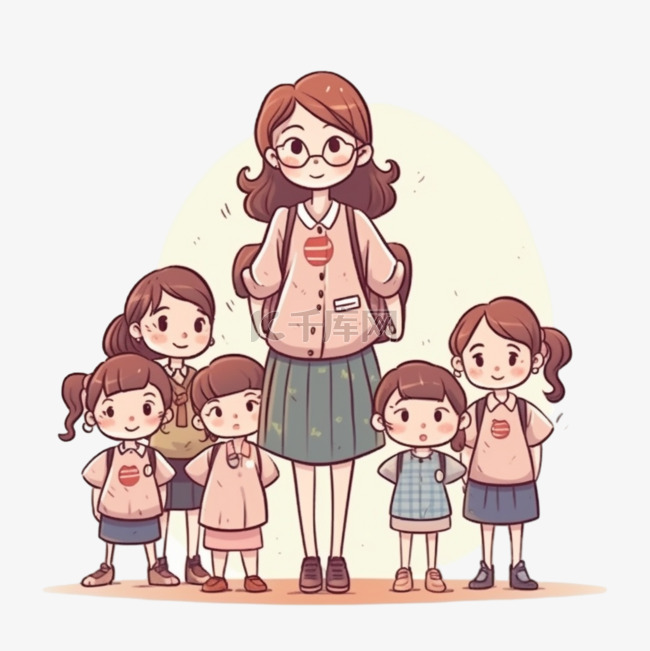 卡通人物小学老师素材图片免费下载-千库网