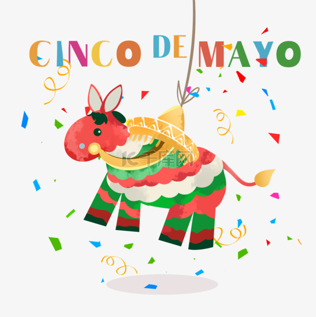 颜色cinco de mayo在水彩风格手绘