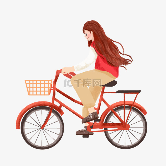 秋季女孩骑自行车